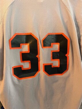 Vintage Orioles Short-Sleeve Mesh V-Neck Jersey Shirt in Grey and Orange